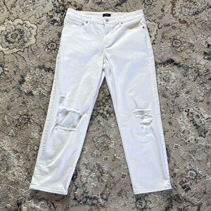 Express White Boyfriend Jeans Size 10R